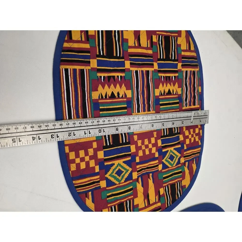 Cloth Placemats Kente Cloth Quilted Mud Cloth African Tribal Set of 4 Vintage